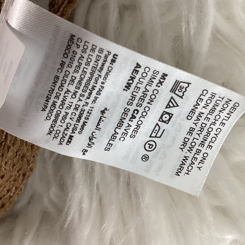 CHICO’S ONE SIZE KNIT PONCHO WRAP SHAWL MULTICOLOR NEUTRAL STRIPES LIGHTWEIGHT - Picture 11 of 11